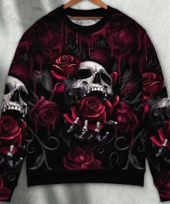 Skull Rose Blood Dark Screaming Sweater Ugly Christmas Sweater