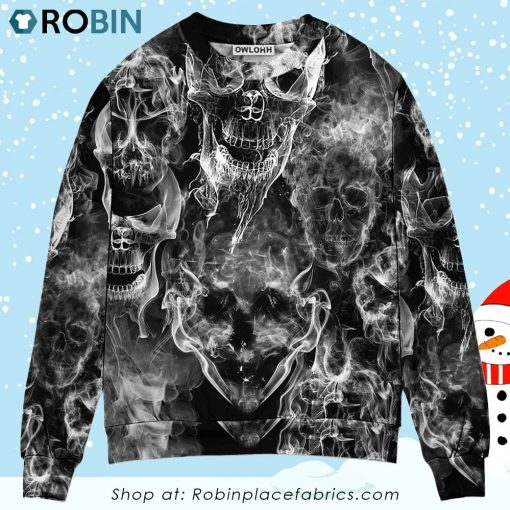 Skull Smoke Kill This Life Ugly Christmas Sweater