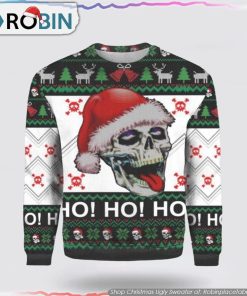 Spooky Snd Festive Skull Santa Ugly Sweater For Adults
