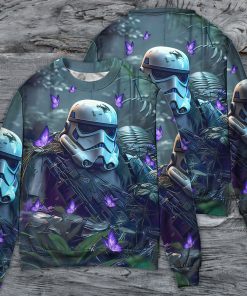 Starwars Stormtrooper In The Jungle With Purple Flowers Sweater Starwars Stormtrooper In The Jungle With Purple Flowers Sweater