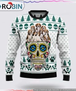 Sugar Skull Beagles Christmas Ugly Sweater