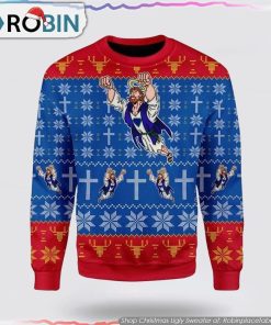 Super Jesus Christmas Ugly SweaterAdult Gifts For Christians
