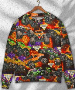 Truck Packed Monster Style Trucks Christmas Ugly Sweater, Sweatshirt Truck Packed Monster Style Trucks Christmas Ugly Sweater, Sweatshirt