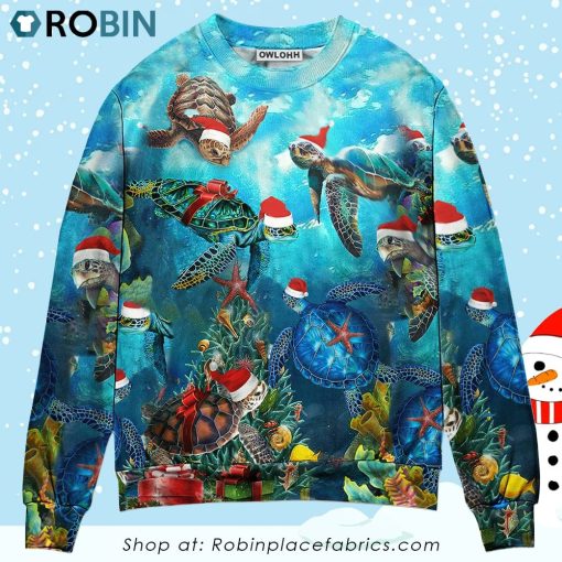 Turtle Love Christmas And Ocean Christmas Ugly Sweater, Sweatshirt