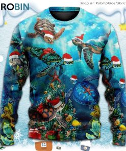 Turtle Love Christmas And Ocean Christmas Ugly Sweater, Sweatshirt