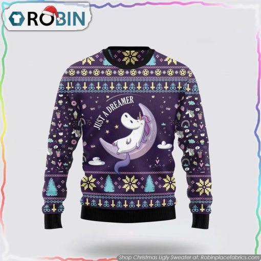 Unicorn Dreamer Funny Family Ugly Christmas Holiday Sweater