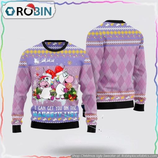 Unicorn Naughty List Christmas Ugly Sweater