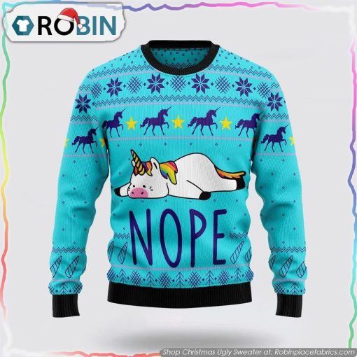 Unicorn Nope Ugly Christmas Sweater