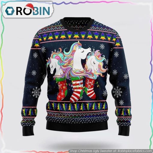 Unicorn Socks Xmas Christmas Ugly Sweater