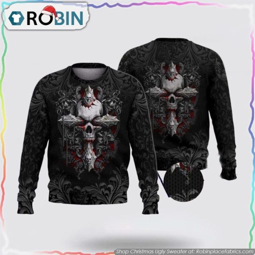 Unique Cross Inside My Skull Ugly Christmas Sweater