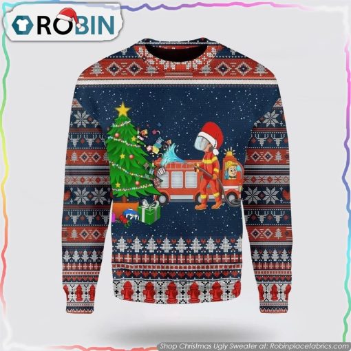 Unisex Firefighter Ugly Christmas Sweater Christmas Gifts For Firefighters