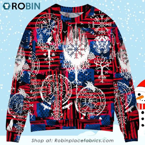 Viking Independence Day Compass Vegvisir Sweater Christmas Ugly Sweater, Sweatshirt