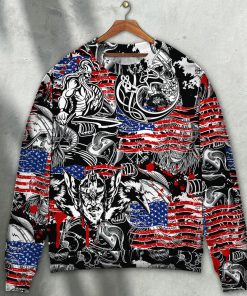 Viking Independence Day Odin Warrior And Wolf Sweater 3D Printed Christmas Ugly Sweater