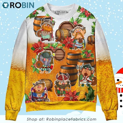 Viking Loves Beer Funny Christmas Christmas Ugly Sweater, Sweatshirt