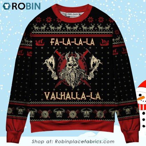 Viking Valhalla Black And Red Christmas Ugly Sweater, Sweatshirt