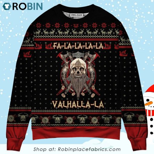Viking Valhalla Black And Red La La Ugly Christmas Sweater