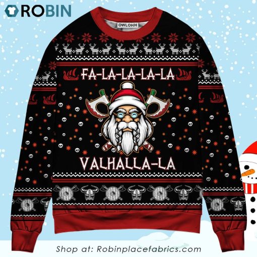 Viking Valhalla White And Red 3D Printed Christmas Ugly Sweater