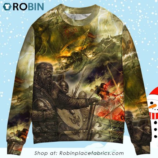 Viking War Lightning Cool Ugly Christmas Sweater