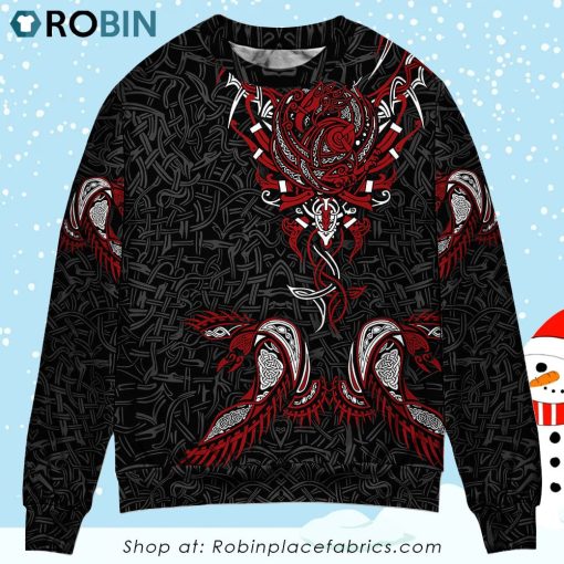 Viking War Raven Life Style Sweater Ugly Christmas Sweater