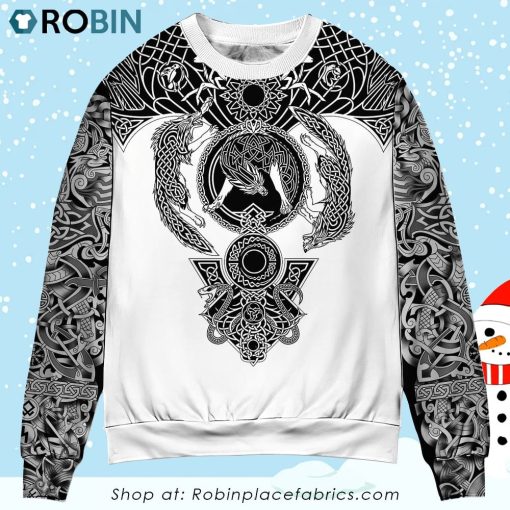 Viking Warrior Blood Black And White Sweater Ugly Christmas Sweater