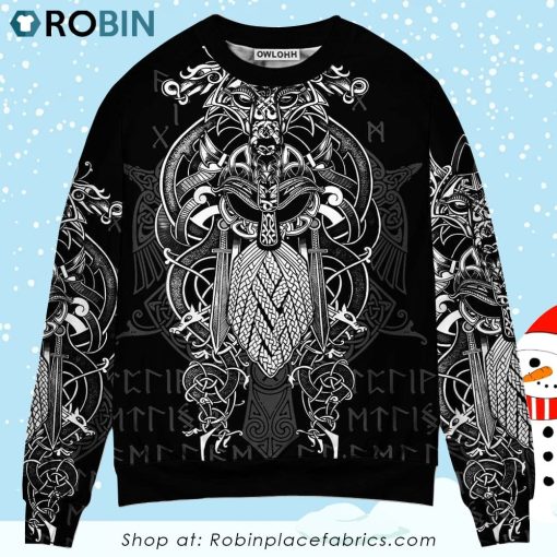 Viking Warrior Blood Pattern Christmas Ugly Sweater, Sweatshirt