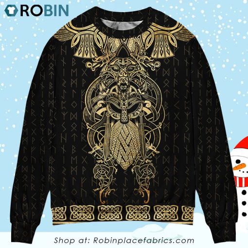 Viking Warrior The Raven Yellow Of Odin 3D Printed Christmas Ugly Sweater