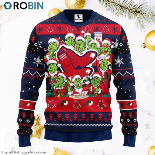 Boston Red Sox 12 Grinch Xmas Day Ugly Christmas Sweater, Christmas Gifts Ideas