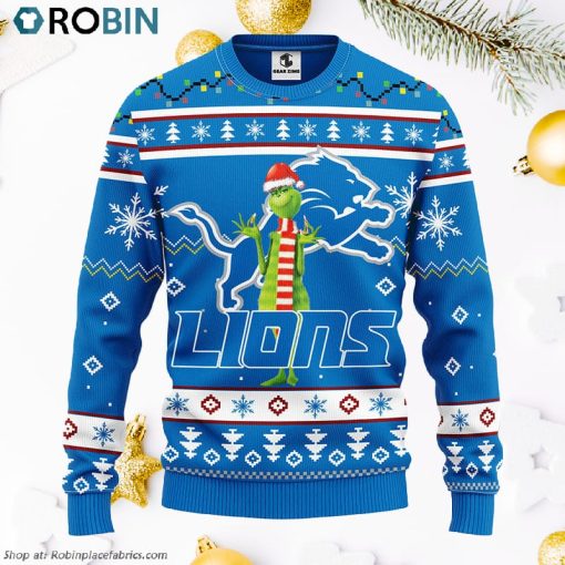 Detroit Lions Funny Grinch Ugly Christmas Sweater, Christmas Gifts Ideas