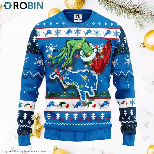 Detroit Lions Grinch Ugly Christmas Sweater