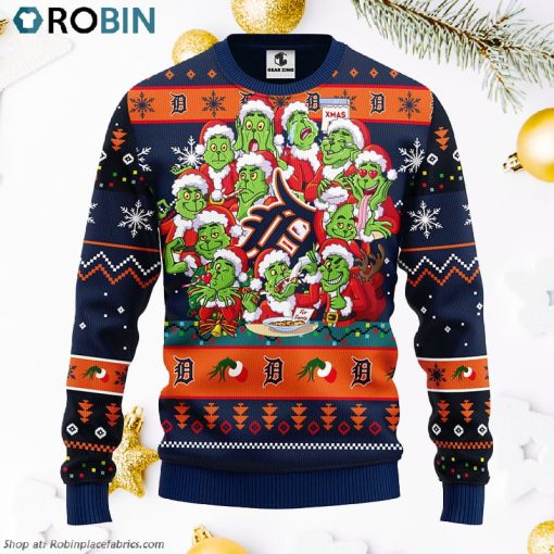 Detroit Tigers 12 Grinch Xmas Day Ugly Christmas Sweater, Christmas Gifts Ideas