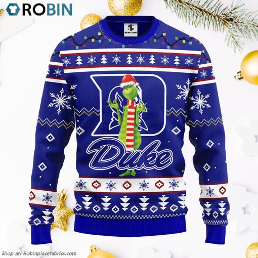 Duke Blue Devils Funny Grinch Ugly Christmas Sweater, Christmas Gifts Ideas