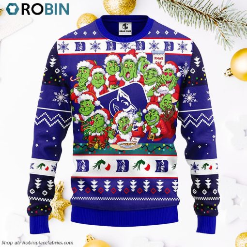 Duke Blue Devils 12 Grinch Xmas Day Ugly Christmas Sweater, Christmas Gifts Ideas
