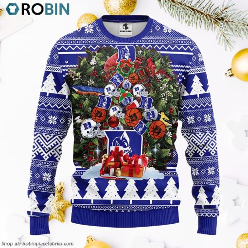 Duke Blue Devils Tree Ugly Christmas Fleece Sweater