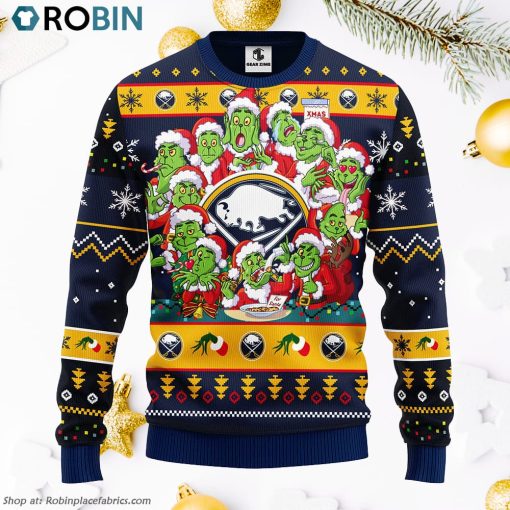 Buffalo Sabres 12 Grinch Xmas Day Ugly Christmas Sweater