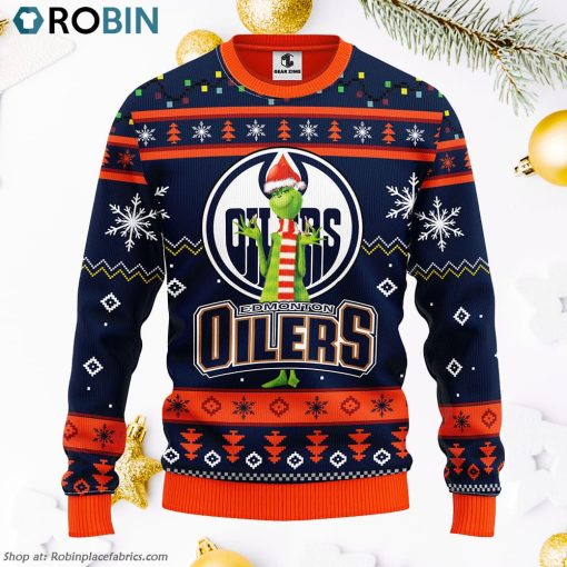 Edmonton Oilers Funny Grinch Ugly Christmas Sweater