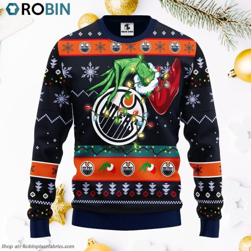 Edmonton Oilers Grinch Ugly Christmas Sweater, Christmas Gifts Ideas