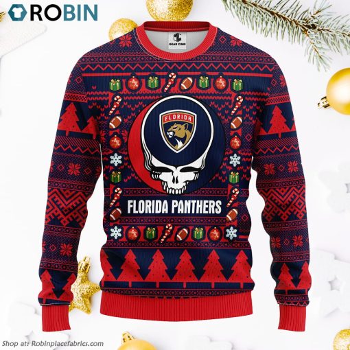 Florida Panthers Grateful Dead Ugly Christmas Fleece Sweater