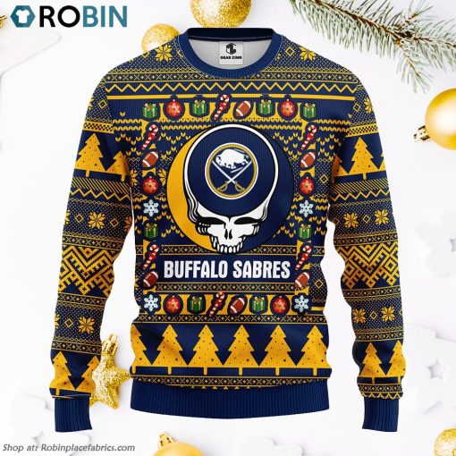 Buffalo Sabres Grateful Dead Ugly Christmas Fleece Sweater, Christmas Gifts Ideas
