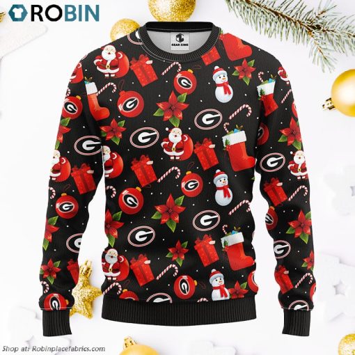 Georgia Bulldogs Santa Claus Snowman Ugly Christmas Sweater, Christmas Gifts Ideas