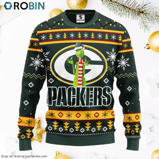 Green Bay Packers Funny Grinch Ugly Christmas Sweater, Christmas Gifts Ideas