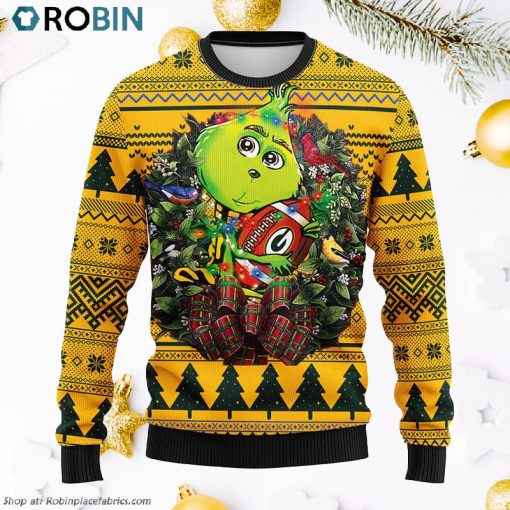 Green Bay Packers Grinch Hug Ugly Christmas Sweater