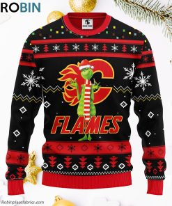 Calgary Flames Funny Grinch Ugly Christmas Sweater, Christmas Gifts Ideas