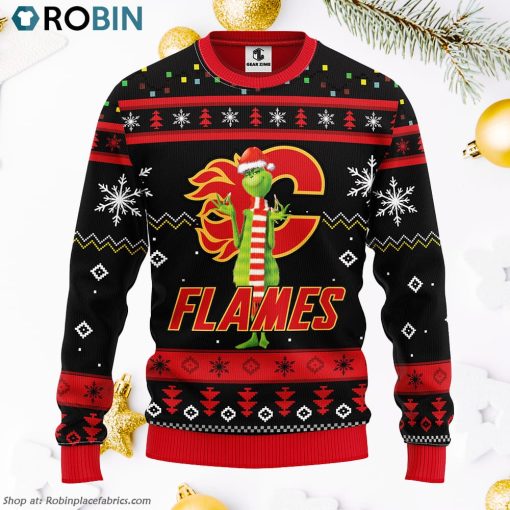 Calgary Flames Funny Grinch Ugly Christmas Sweater, Christmas Gifts Ideas