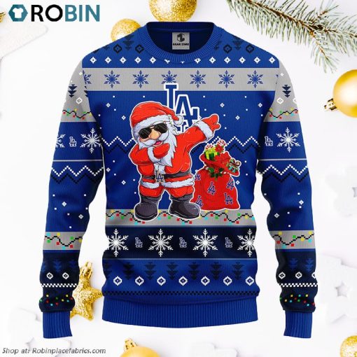 Los Angeles Dodgers Dabbing Santa Claus Ugly Christmas Sweater