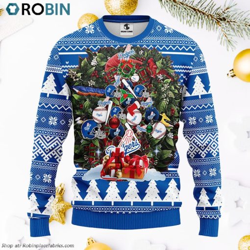 Los Angeles Dodgers Tree Ugly Christmas Fleece Sweater