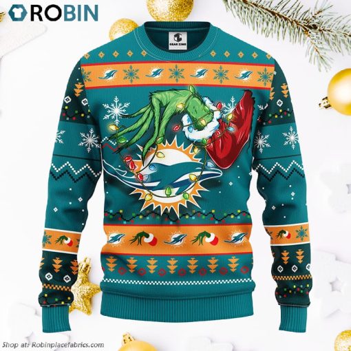Miami Dolphins Grinch Ugly Christmas Sweater, Christmas Gifts Ideas