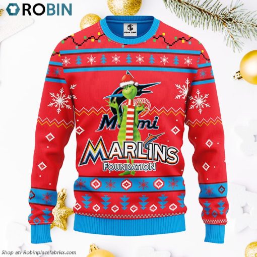 Miami Marlins Funny Grinch Ugly Christmas Sweater