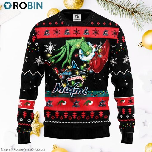 Miami Marlins Grinch Ugly Christmas Sweater