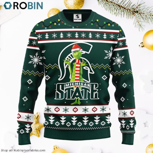 Michigan State Spartans Funny Grinch Ugly Christmas Sweater, Christmas Gifts Ideas