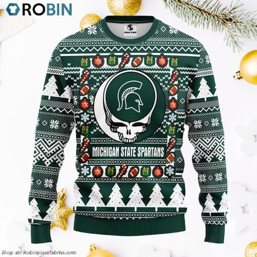 Michigan State Spartans Grateful Dead Ugly Christmas Fleece Sweater, Christmas Gifts Ideas